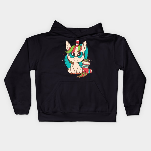 Cute Christmas Unicorn Kids Hoodie by LR_Collections